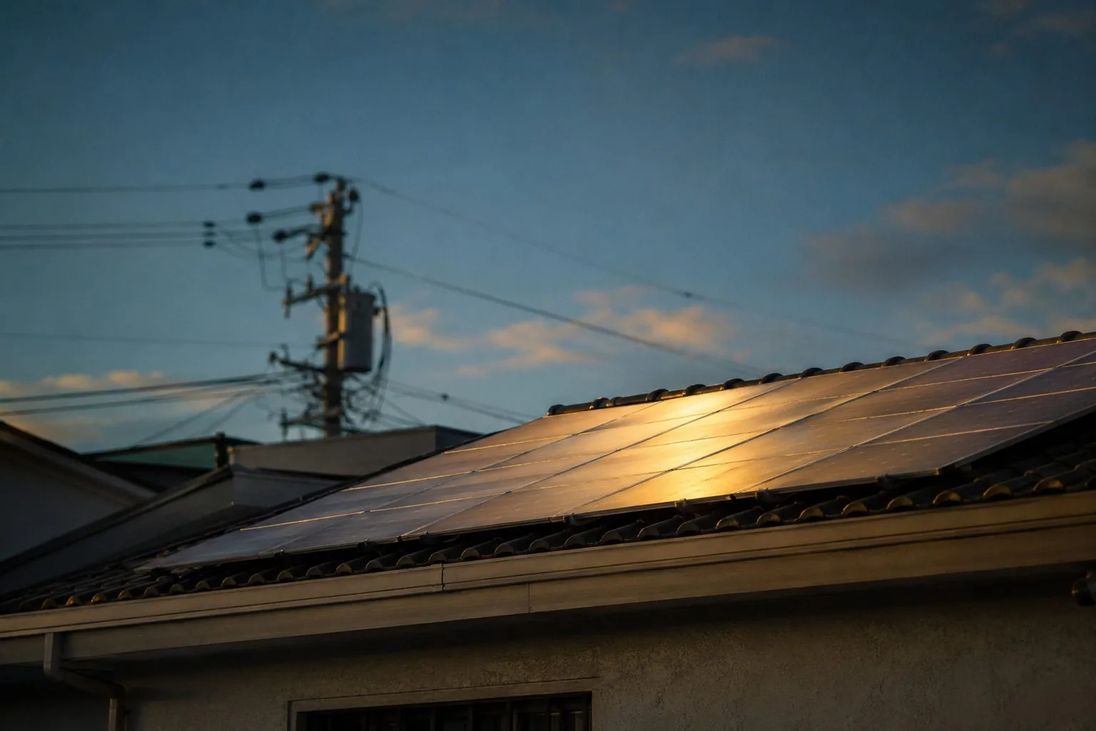 Sistema de energia solar residencial instalado no telhado